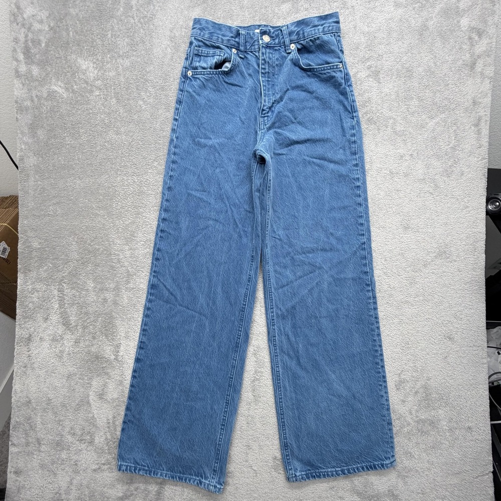 Zara Jeans‎ Womens 6 Blue Light Wash Wide-Leg High Rise Denim Relaxed Fit